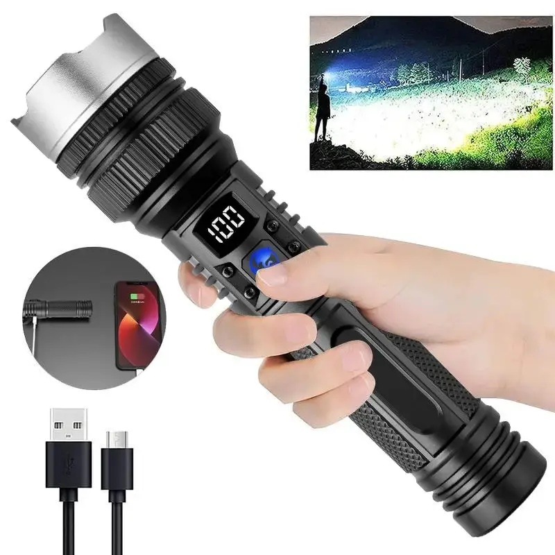 2-in-1 POWER BANK FLASHLIGHT | Super Bright, USB Rechargeable, Zoomable | Camping, Emergency, Fishing fathersdaygift