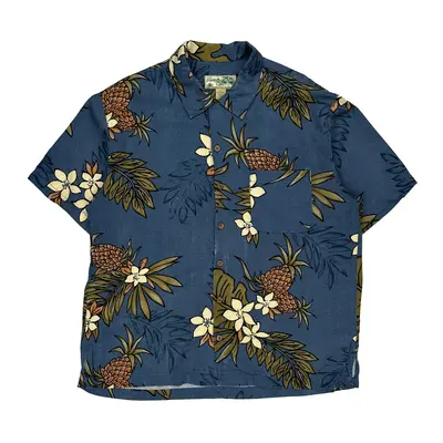 Havana Jack''S Cafe Hawaiian Shirt - Large Blue Viscose
