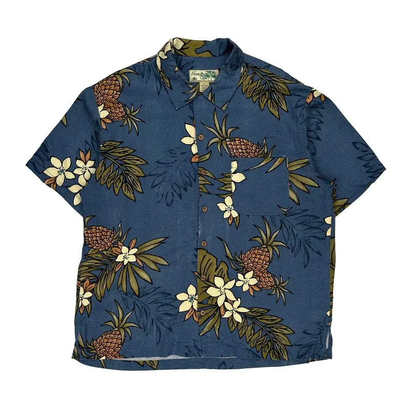 Havana Jack''S Cafe Hawaiian Shirt - Large Blue Viscose