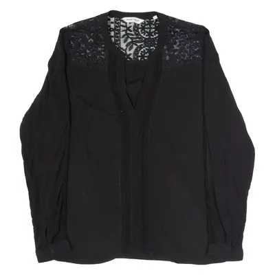 NAF NAF Womens Blouse Shirt Black V-Neck Long Sleeve Viscose S