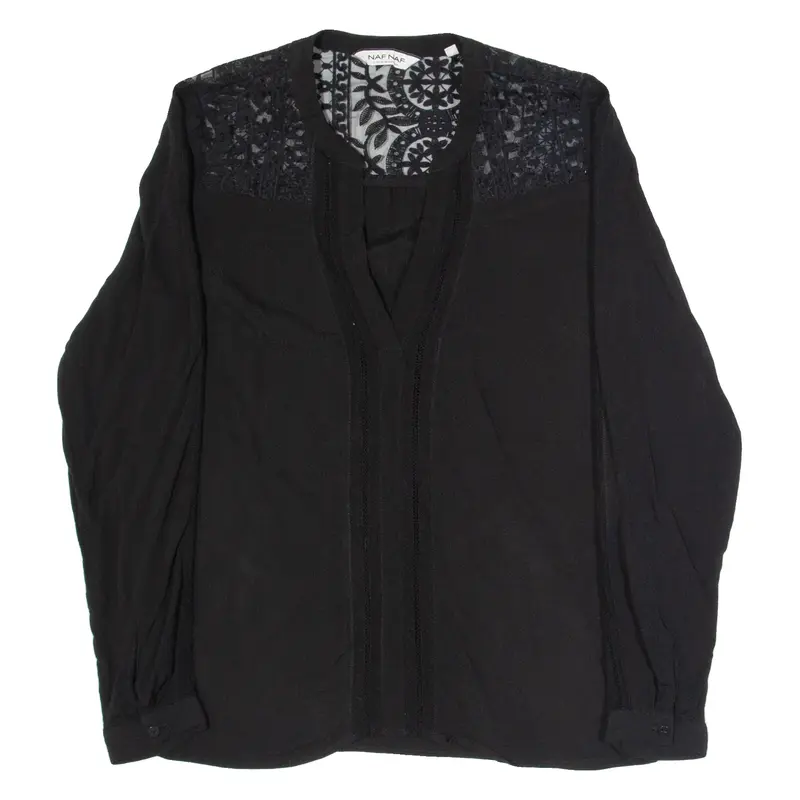 NAF NAF Womens Blouse Shirt Black V-Neck Long Sleeve Viscose S