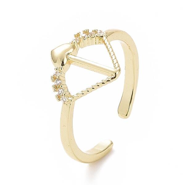 Clear Cubic Zirconia Cupid's Arrow Open Cuff Ring
