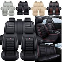 Fits For Toyota Tundra 2008-2024 Car 5 Seat Covers Set PU Leather Non-Slip, Cloth Side Full Surround Design, Vehicle Auto Int...