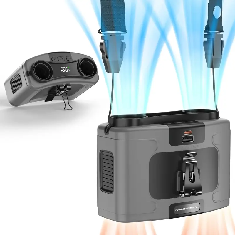 20000mAh Portable Waist Fan, 16000RPM Strong Airflow Body Cooling Fan, Rechargeable Clip On Belt Fan, 10 Speeds, Dual Motors,...