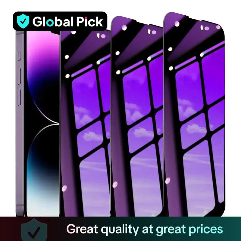 Anti-spy Tempered Glass Screen Protector, 3 Counts Anti-blue Light Phone Screen Protector, Phone Accessories Compatible with ...