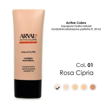 ARVAL AQUAPURE - Hydra-natural n. 01 - powder pink perfect hydration foundation ft 30ml