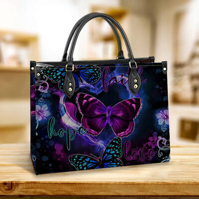 Butterfly Faith Hope Love Leather Bag