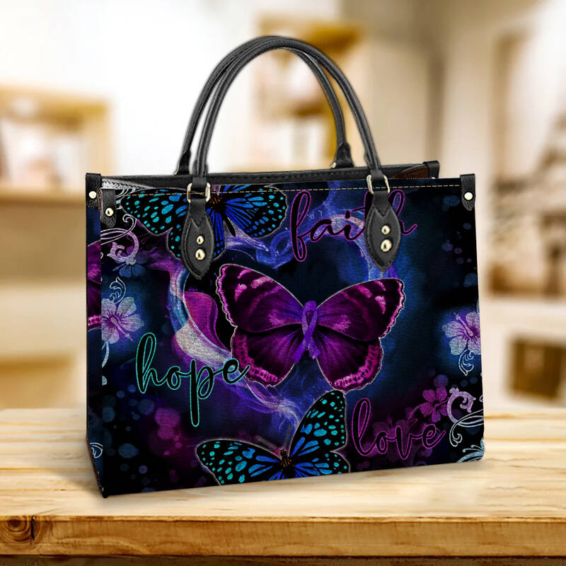 Butterfly Faith Hope Love Leather Bag