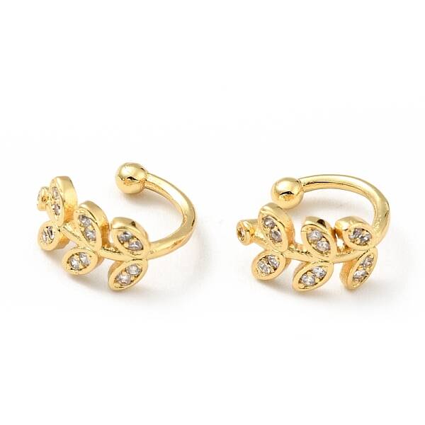 Clear Cubic Zirconia Leaf Cuff Earrings