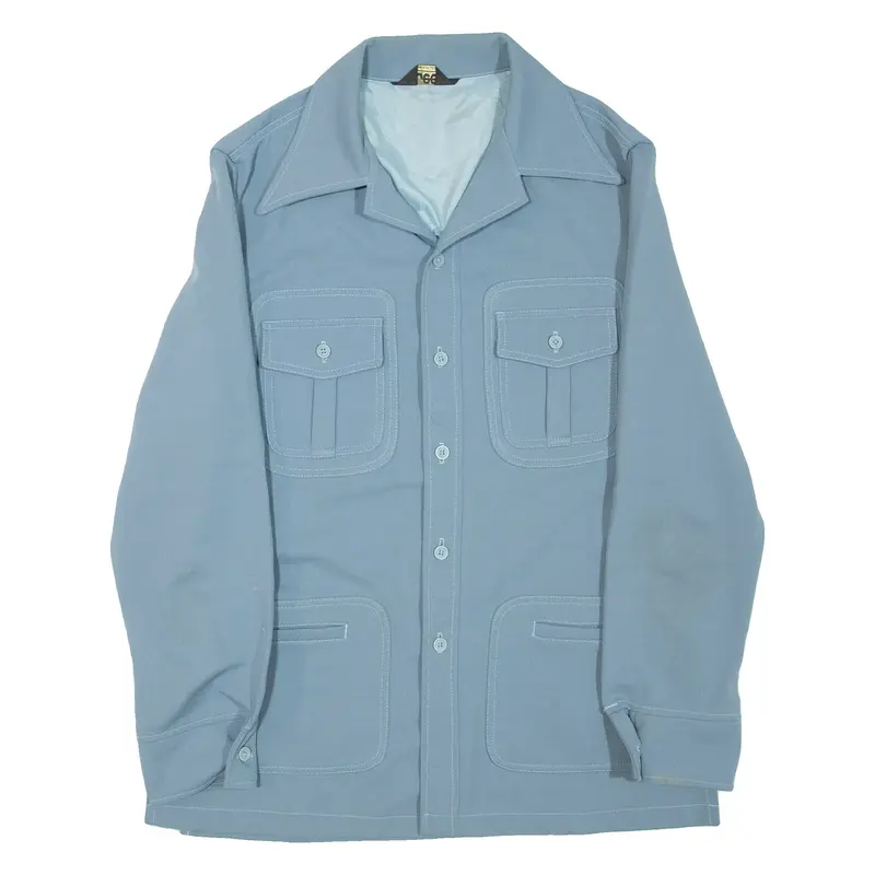 LEE Lined Mens Plain Shirt Blue Long Sleeve L