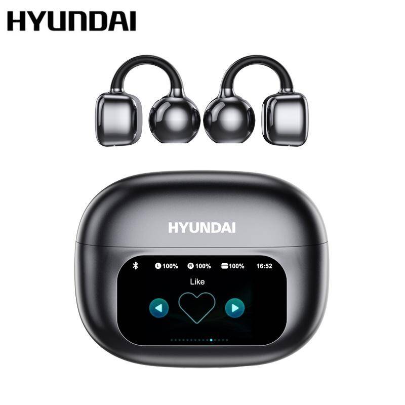 HYUNDAI C02 Clip-On Wireless Headphones with Bluetooth 5.4 Full-Color Touch Screen Electronic Audio Earbud Headset for M