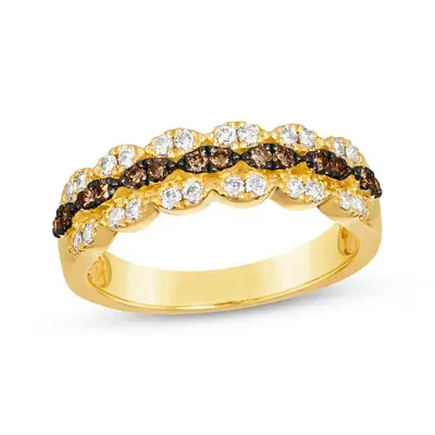 14K Gold 0.375 CT.T.W. Round Cut Diamond Custom Stackable Ring Fancy Color SI2 Clarity 3EX