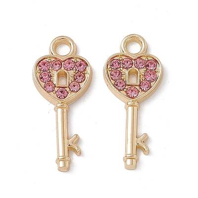 Alloy Light Rose Rhinestone Pendants
