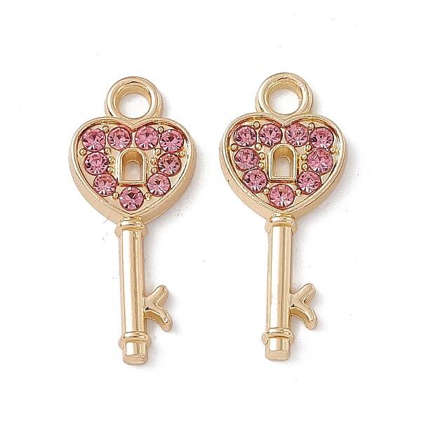 Alloy Light Rose Rhinestone Pendants