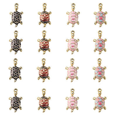 20Pcs 4 Colors Alloy Enamel Pendants