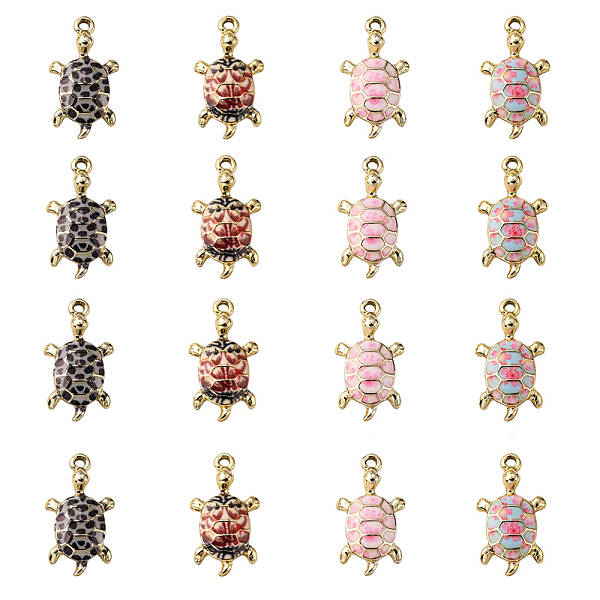 20Pcs 4 Colors Alloy Enamel Pendants