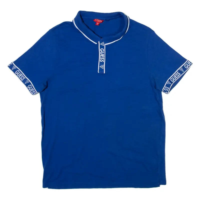 GUESS Mens Polo Shirt Blue XL