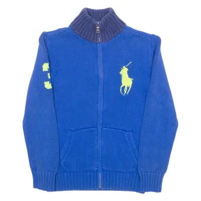 POLO RALPH LAUREN Boys Jumper Blue High Neck Tight Knit S