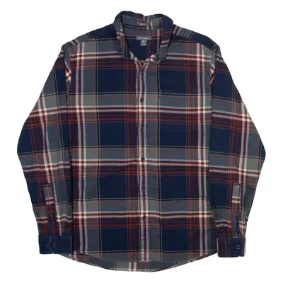EDDIE BAUER Mens Flannel Shirt Grey Check Long Sleeve M