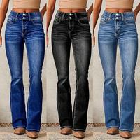 Vintage Stretch Jeans Women's Fashion 2025 Spring New Washed Street Flared Long Pants
