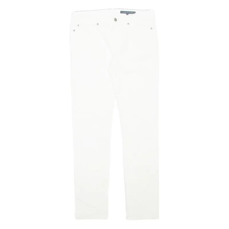 TOMMY HILFIGER Womens Corduroy Trousers White Regular Tapered W30 L31