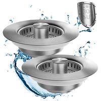 Upgraded 3 in 1 Kitchen Sink Drain Strainer - Stainless Steel Sink Stopper, Anti-Clogging Sink Food Catcher Basket,for US Sta...