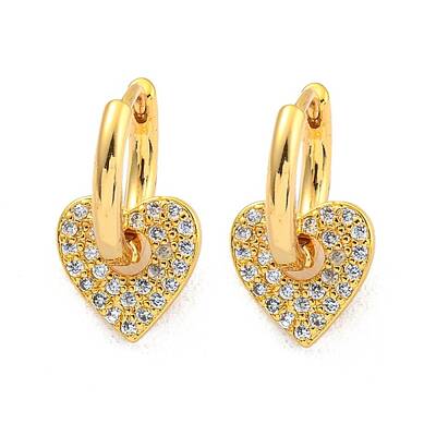 Brass Micro Pave Clear Cubic Zirconia Hoop Earrings for Women