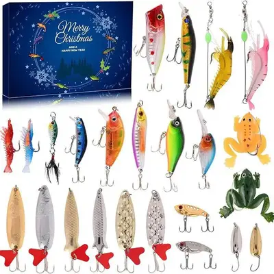 Fishing Lure Advent Calendar Blind Box, 1 Box Creative Fishing Lures Advent Calendar, Fishing Enthusiasts Gift for Fish Lover...