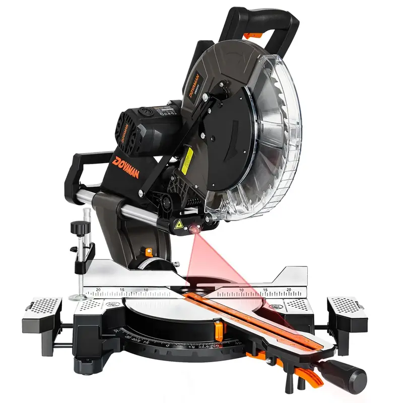 DOVAMAN 12 Inch Dual-Bevel Miter Saw 15-Amp 3800RPM, Ambidextrous Operation, 4.2x13in Cutting Capacity, Laser Guide, 0-45° B...