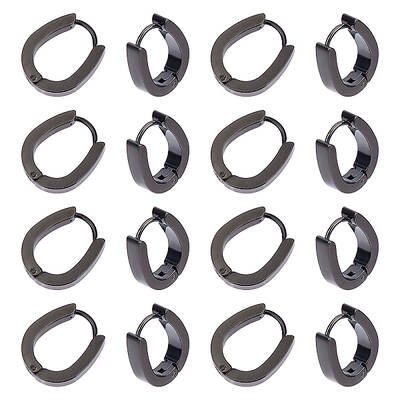 UNICRAFTALE 20pcs Black Oval Hoop Earrings Hypoallergenic Hoop Earrings Surgical Steel Sleeper Tiny Hoop Earrings for Earring...