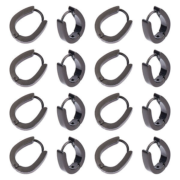 UNICRAFTALE 20pcs Black Oval Hoop Earrings Hypoallergenic Hoop Earrings Surgical Steel Sleeper Tiny Hoop Earrings for Earring...