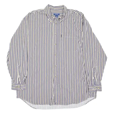 IZOD Shirt White 90s Striped Long Sleeve Mens XL