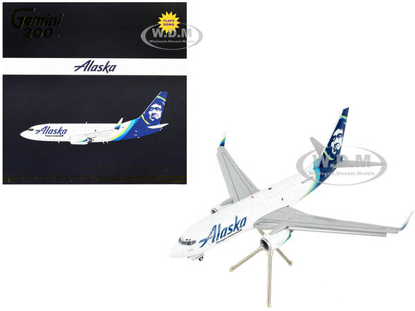 Boeing 737-700BDSF Commercial Aircraft with Flaps Down Alaska Air Cargo White with Blue Tail Gemini 200 Series 1/200 Diec...