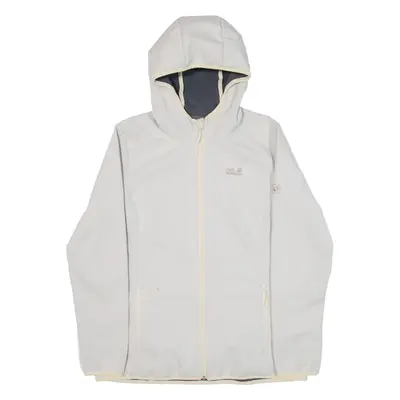 JACK WOLFSKIN Fleece Lined Womens Rain Jacket Grey Hooded UK 14