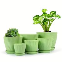 Flower Pot, 6 Counts/set Indoor/Outdoor Plant Pot with Drainage Hole & Saucer, Thick Sturdy Plastic Planter for Indoor Outdoo...