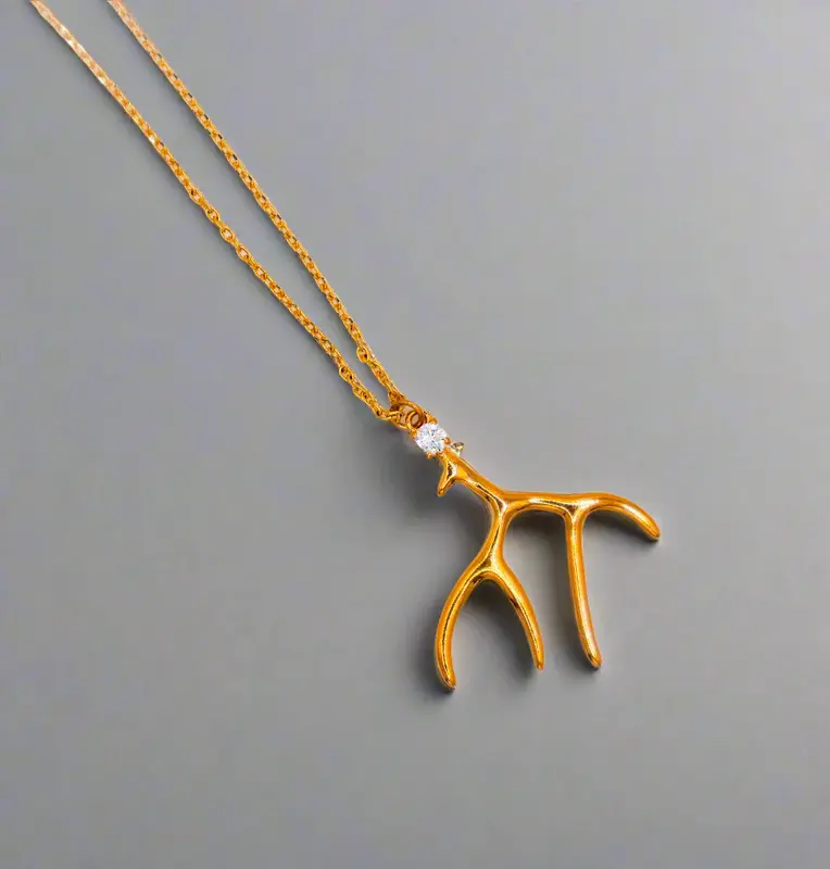Golden Antler Elegance Necklace