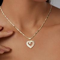MEIITRUE 14K Gold Plated Cubic Zirconia Necklace for Women, Dainty Heart Pendant Necklace, Elegant Love Jewelry Gifts