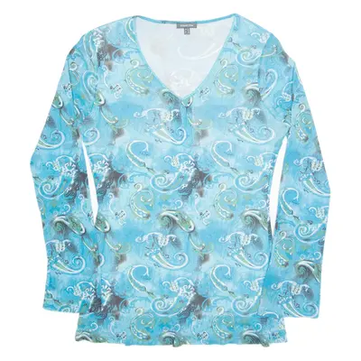 STREET ONE Womens Printed Top Blue V-Neck Long Sleeve Paisley UK 16