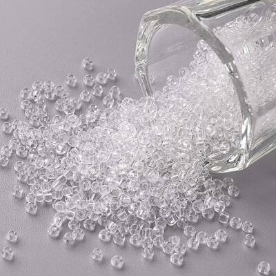 Clear 11/0 Grade A Round Transparent Glass Seed Beads