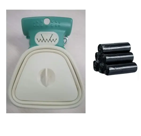 Pet Dog Poop Bag Dispenser Travel Foldable Poop Spoon | Color: Green mustard Set | Size: Big