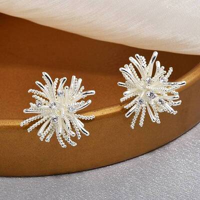 Brass Micro Pave Clear Cubic Zirconia Stud Earrings
