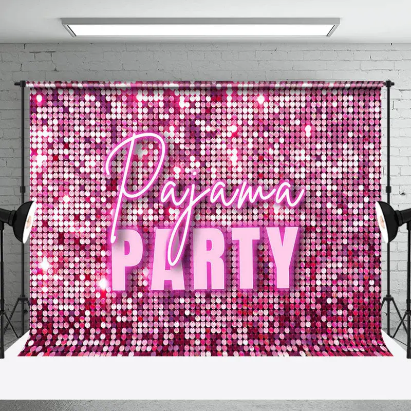 Hot Pink Sequins Sparkle Neon Pajama Party Backdrop
