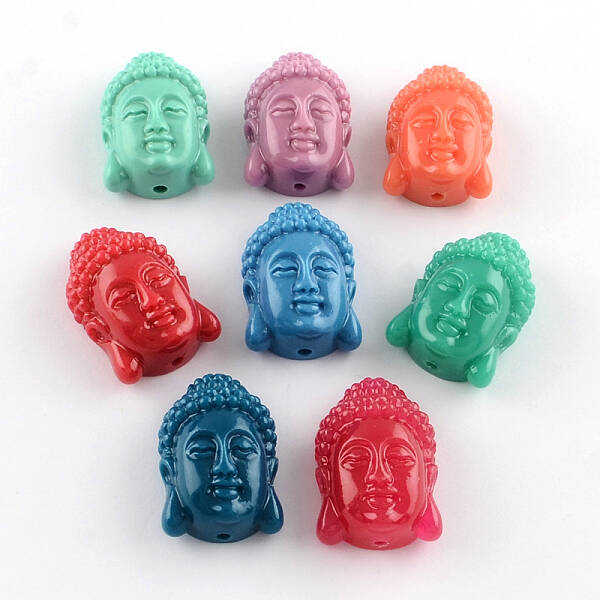 Dyed Buddha Head Synthetical Coral Beads