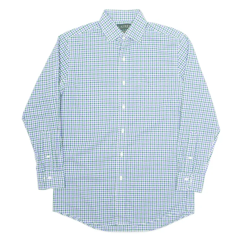 LAUREN RALPH LAUREN Slim Fit Mens Shirt Blue Check Long Sleeve M