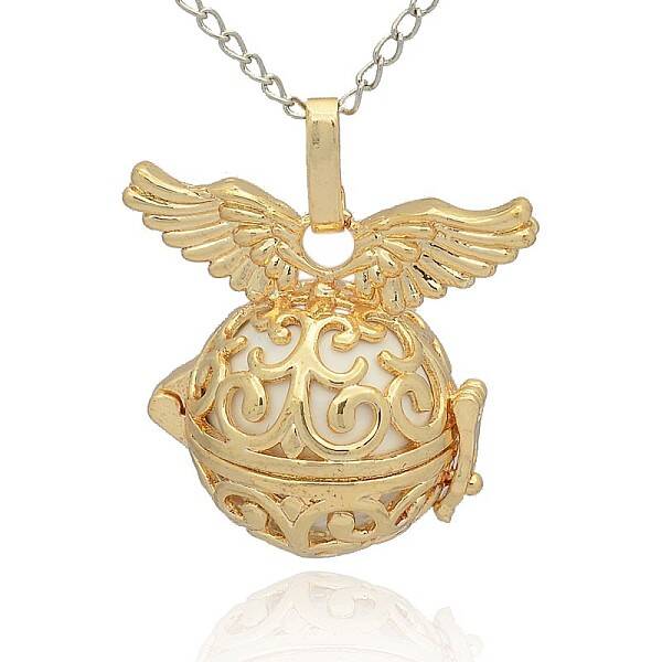 Golden Tone Brass Hollow Round Cage Pendants