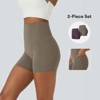 Halara 2-Piece UltraSculpt SoCinched High Waisted Tummy Control Side Pocket Shaping Training Biker Shorts Set - 3\