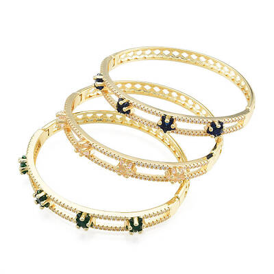 Cubic Zirconia Star Hinged Bangle
