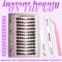 Fox C Curl  Lashes Cluster With Ultra Lahes Fairy Thin Invisible Band EyelashesBond Seal Remover Waterproof Lashes For GirlMa...