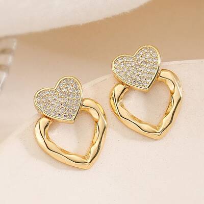 Brass Micro Pave Clear Cubic Zirconia Stud Earrings
