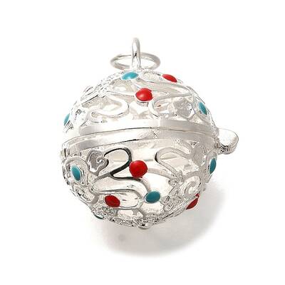 Rack Plating Brass Enamel Bead Cage Pendants